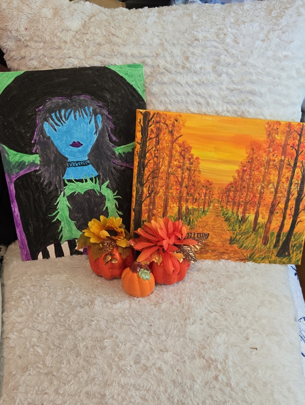Handmade Autumn Landscape Canvas Wall Art And Beetlejuice
